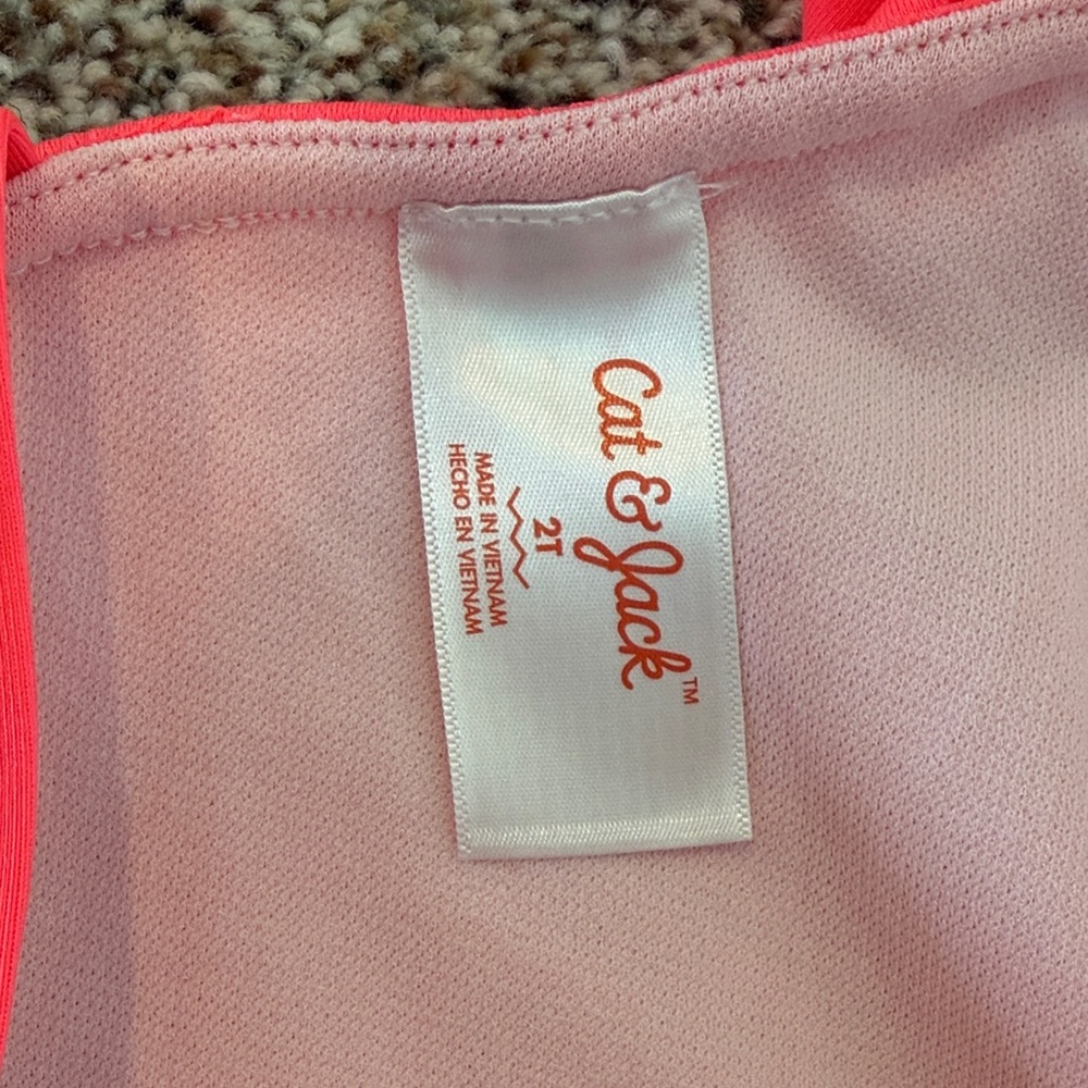 Girls' Pink Gingham & Coral Ruffle One-Piece Swimsuits - Set of 2 - Picture 4 of 4